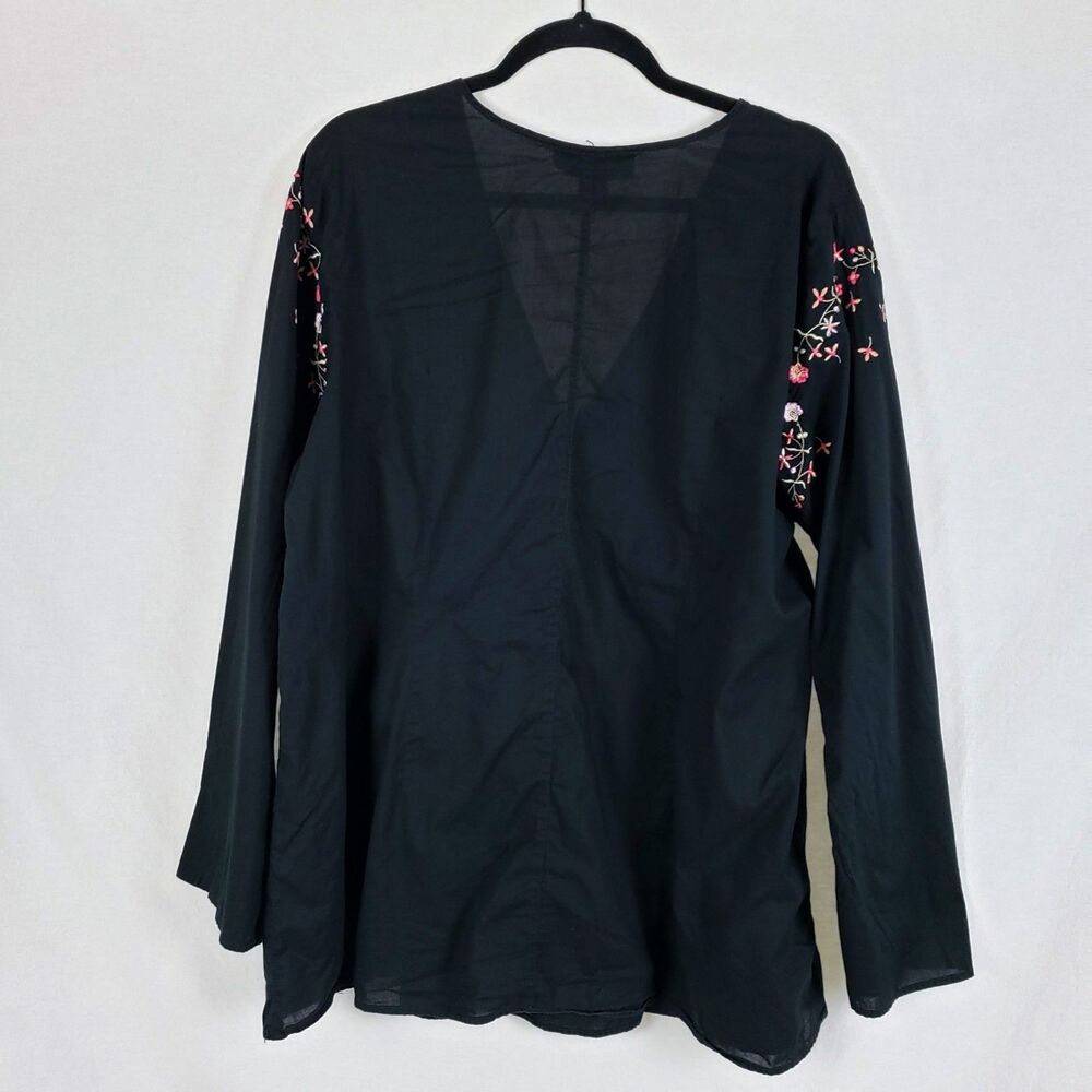 Venezia Cottagecore Peasant Wrap Top Womens 18/20 Black Floral Embroidery Boho - Picture 3 of 8